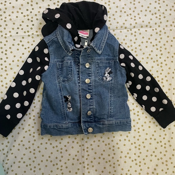 None Other - Disney Denim Jacket with Polka Dot Sleeves